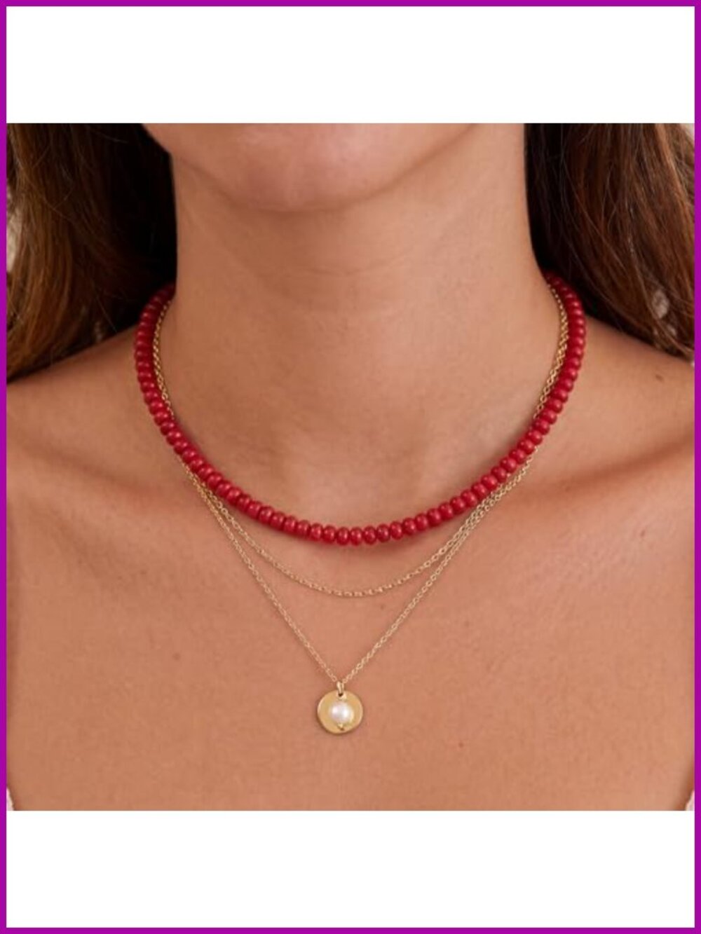 Boho Choker Necklace, Natural Stone Beaded Necklace for Women, Layering Jewelry - Picture 4 of 6